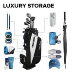 NovaTour Golf Stand Bag - Lightweight Golf Bag with Stand and 7 Way Dividers, Dual Strap, Waterproof Pocket, Insulated Sleeve, Easy-Lift Handles and Swing-Cam Holder (Carbon Black)