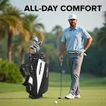 NovaTour Golf Stand Bag - Lightweight Golf Bag with Stand and 7 Way Dividers, Dual Strap, Waterproof Pocket, Insulated Sleeve, Easy-Lift Handles and Swing-Cam Holder (Carbon Black)