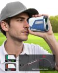 WOSPORTS Golf Range Finder with Slope Switch, 1200 Yards Rangefinder for Golfing & Hunting, ±1yd Accuracy, 0.3s Flag Locking Vibration, Rechargeable, Blue