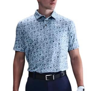 Nike Dri-FIT Tour POA Print Golf Polo Shirt - Lightweight, Full Coverage Pattern Polo (Lt Armory Blue | White, X-Large)