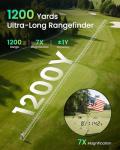 ZELTRI Rangefinder Golf with Slope Indicator Light-1312 Yards Laser Range Finder, 7X Magnification, 0.1s Flag Pin Locking Vibration, Rechargeable, Accessories for Golf