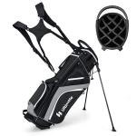 Tangkula Golf Stand Bag with 14 Way Top Dividers, Lightweight 6 Pockets Golf Club Bag with Cooler Bag, Adjustable Dual Strap & Rain Hood, Golf Carry Bag for Men & Women (Gray)