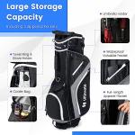 Tangkula Golf Stand Bag with 14 Way Top Dividers, Lightweight 6 Pockets Golf Club Bag with Cooler Bag, Adjustable Dual Strap & Rain Hood, Golf Carry Bag for Men & Women (Gray)