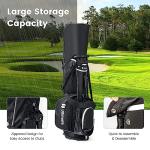 Tangkula Golf Stand Bag with 14 Way Top Dividers, Lightweight 6 Pockets Golf Club Bag with Cooler Bag, Adjustable Dual Strap & Rain Hood, Golf Carry Bag for Men & Women (Gray)
