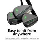 BombTech - Premium Golf Wedge Set - 52, 56, 60 Degrees Golf Wedges - Left Handed (Black)