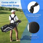 Tangkula Golf Stand Bag with 14 Way Top Dividers, Lightweight 6 Pockets Golf Club Bag with Cooler Bag, Adjustable Dual Strap & Rain Hood, Golf Carry Bag for Men & Women (Gray)