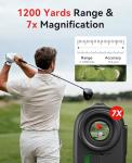 Hoorola Range Finder Golf, 1200 Yards Rangefinder with Slope, 7X Magnification, Flag Pole Locking Vibration, IP54 Water Resistant, Rechargeable Battery, Magnet Stripe, Golf Accessories for Men Women