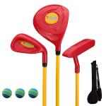 PGM Children's Golf Club Set - Can Hit Real Balls, 3 Pieces Clubs Includes Wood, Iron, and Putter, Great for Beginner Boys and Girls, Instructional Training Set