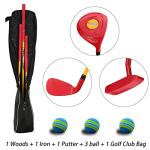 PGM Children's Golf Club Set - Can Hit Real Balls, 3 Pieces Clubs Includes Wood, Iron, and Putter, Great for Beginner Boys and Girls, Instructional Training Set