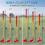 PGM Children's Golf Club Set - Can Hit Real Balls, 3 Pieces Clubs Includes Wood, Iron, and Putter, Great for Beginner Boys and Girls, Instructional Training Set