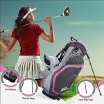 Golf Stand Bag - Premium Everyday Women's Golf Stand Bag for Women and Ladies, 14-Way Top Dividers, Ultra Lightweight, Easy for Carrying, Durable Water Resistant Womens Golf Bag (Pink/Grey)