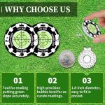 DESELL Golf Green Reader, 2 Pack Golf Ball Marker Hat Clip with High Precision Horizontal Bubble, Putting Training Aid Golf Accessories Tool Gift for Men Women (Black Green)
