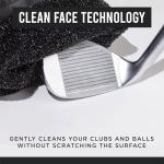 Club Scrub Golf Club and Golf Ball Cleaning Bag, Waterproof Clean Face Technology Liner, Perfectly Dry Neoprene Exterior, Detachable Clip, Machine Washable, Cleans Club Grooves, Black