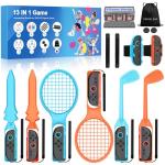 Switch 2 Sports Accessories 13 in 1 Bundle for Nintendo Switch 2, Family Sports Party Pack Accessories Kit with Golf Clubs, Tennis Rackets, Chambara Swords, Soccer Leg Straps, Wrist Band