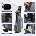 ULTIMATE Men's Golf Club Set, Complete Golf Club Package Set w/ #1 Driver,#3 Fairway Wood w/Headcover,#4 Hybrid,#6/#7/#8/#9 Irons, Pitching Wedge, Putter (Gray w/Bag)