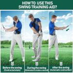 KALAUTO Golf Swing Trainer with Golf Swing Band- Retractable Golf Swing Training Aid Click Club Indoor Practice Warm Up Stick Flexible Telescopic Tempo Trainer (Black-Right Hand)