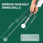 KALAUTO Golf Swing Trainer with Golf Swing Band- Retractable Golf Swing Training Aid Click Club Indoor Practice Warm Up Stick Flexible Telescopic Tempo Trainer (Black-Right Hand)