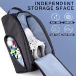 BIRDIEBLAST Golf Shoe Bag, Zipper Sports Shoe Strap Bag with Side Accessory Pocket for Storing Golf Accessories, Padded Golf Shoe Carry Bags with Clasped Strap Handle (Black)