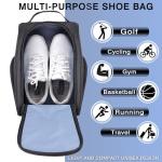 BIRDIEBLAST Golf Shoe Bag, Zipper Sports Shoe Strap Bag with Side Accessory Pocket for Storing Golf Accessories, Padded Golf Shoe Carry Bags with Clasped Strap Handle (Black)