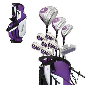 Precise M5 Women's Golf Club Set – Titanium Driver, Stainless Steel Fairway & Hybrid, 5-PW Irons, Putter, Stand Bag & Headcovers – Lightweight Graphite Shafts for Women – Right-Handed, Purple