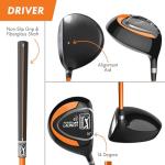 PGA Tour Youth Golf Club Set – 6-Piece Right-Handed Kids Golf Set for Ages 12+ (5’2”+) – Beginner Junior Golf Clubs with Lightweight Stand Bag, Mallet Putter, 7 Iron, Driver by Golfgen