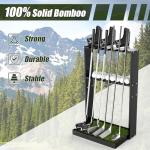 GUULIBERA Golf Putter Stand, Premium Wooden Golf Club Rack for 6 Clubs, 18 Balls & 3 Putter Covers Storage, Golf Putter Stand, Floor Display Rack for Indoor Home Office Club Simulator