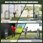 GUULIBERA Golf Putter Stand, Premium Wooden Golf Club Rack for 6 Clubs, 18 Balls & 3 Putter Covers Storage, Golf Putter Stand, Floor Display Rack for Indoor Home Office Club Simulator