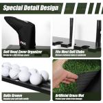 GUULIBERA Golf Putter Stand, Premium Wooden Golf Club Rack for 6 Clubs, 18 Balls & 3 Putter Covers Storage, Golf Putter Stand, Floor Display Rack for Indoor Home Office Club Simulator