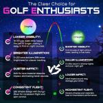 KINGTOP RainbowFlash Glow in The Dark Golf Balls - Multicolor Flashing LED Golf Ball Light up Backyard Putting Green, 10-Minute Reset Timer - with Glow Tees and Organizer Bag for Night Golfing