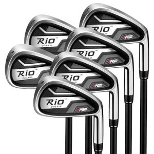 PGM Rio 2016 III Men's Golf Irons Set - 5,6,7,8,9,P - Graptlite Shaft R-Flex - Right Handed - Premium Forged Cavity Back Design for Distance & Forgiveness