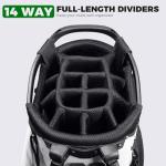 Findway 14 Way Golf Stand Bag, Lightweight Golf Bag with Stand for Men Women, Golf Club Carry Bag with Dual Strap, Full Length Dividers, Multiple Pockets, Golf Ball Holder, Rain Cover Hood