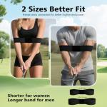 PINKMOLI 2 Pack Golf Swing Training Aid Swing Correcting Arm Band for Muscle Memory & Body Connection – Golf Trainer for Beginners, Left/Right-Handed Players (Black)
