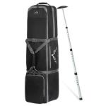 GoHimal Golf Travel Bag with Adjustable Support Rod, 900D Heavy Duty Oxford Fabric Golf Travel Case for Airlines with Wheels