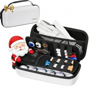 YOREPEK Golf Glove Holder with Removable Glove Shaper, Protective Hard Shell Golf Accessories Case Bag with 2 Dividers Fits Balls, Tees, Markers, Cool Gifts for Golfers