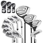 LOHOM Men's Golf Club Set, 11-Piece Right Handed Clubs with 460cc Driver, Fairway Wood, Hybrid & Steel Irons 5-9, P, S, Steel/Graphite Shafts, Charcoal
