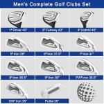 LOHOM Men's Golf Club Set, 11-Piece Right Handed Clubs with 460cc Driver, Fairway Wood, Hybrid & Steel Irons 5-9, P, S, Steel/Graphite Shafts, Charcoal