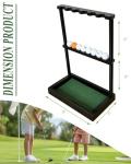 GACCO BILLIARDS Golf Club Holder Stand, Wooden Golf Putter Stand Floor Display Rack, Golf Club Organizer Hold up to 6 Clubs and Ball Storage, Putter Rack for Indoor Club Simulator or Office (Black)