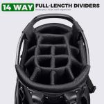 Findway 14 Way Golf Stand Bag, Lightweight Golf Bag with Stand for Men Women, Golf Club Carry Bag with Dual Strap, Full Length Dividers, Multiple Pockets, Golf Ball Holder, Rain Cover Hood