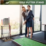 Xnwouco Golf Putter Stand for 9 Clubs & 9 Balls, Solid Wood & Iron Golf Club Rack, Golf Club Organizer Floor Stand, Golf Club Holder | Rustic Modern Design for Home, Office, Golf Course Accessories