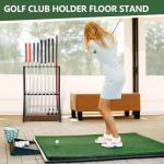 Xnwouco Golf Putter Stand for 9 Clubs & 9 Balls, Solid Wood & Iron Golf Club Rack, Golf Club Organizer Floor Stand, Golf Club Holder | Rustic Modern Design for Home, Office, Golf Course Accessories
