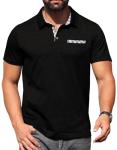 Sailwind Men's Polo Shirts Lightweight Short Sleeve Casual Cotton T-Shirt Summer Button Golf Tee with Pocket Black