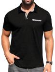 Sailwind Men's Polo Shirts Lightweight Short Sleeve Casual Cotton T-Shirt Summer Button Golf Tee with Pocket Black