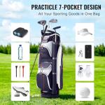 VEVOR Golf Cart Bag with 14 Way Organizer Divider Top, Premium Cart Bag with Stand, Durable Golf Bags with Handles & Dust Cover & Detachable Dual Strap for Men & Women (Black+White, 7 Pockets)
