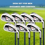 PGM 7 Piece Men’s Golf Iron Set for Right Handed, Forgiving Design Sets with Graphite Shaft and Easy Control Grip Include Golf Club Iron 5 to 9 PW SW