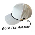 ANKOR Performance Golf Rope Hat - UPF 50 Water Resistant Lightweight Thermoflex Snapback, Men’s Hat Golf Tee Design Holder White