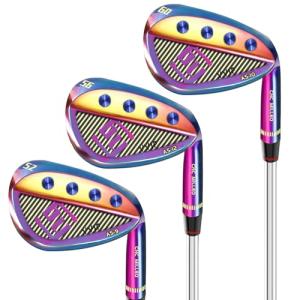 Yamato Full Face Golf Wedge Set or Individual Golf Wedges 50/52/54/56/58/60 Forged Golf Gap Wedge Sand Wedge Lob Wedge Golf Clubs Milled (Stainless Steel, Rainbow 52 56 60 Degree Set, Regular, Right)