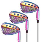 Yamato Full Face Golf Wedge Set or Individual Golf Wedges 50/52/54/56/58/60 Forged Golf Gap Wedge Sand Wedge Lob Wedge Golf Clubs Milled (Stainless Steel, Rainbow 52 56 60 Degree Set, Regular, Right)