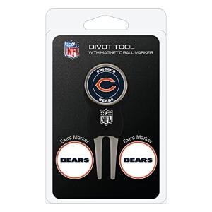 Team Golf NFL Chicago Bears Divot Tool Pack With 3 Golf Ball Markers Divot Tool with 3 Golf Ball Markers Pack, Markers are Removable Magnetic Double-Sided Enamel