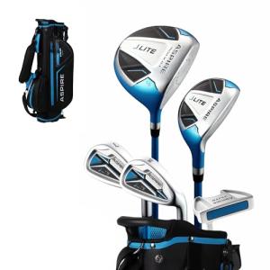 Aspire X-Lite Super Performance Junior Golf Club Set - Right-Handed Kids Golf Set with Driver, Hybrid, 7 Iron, Putter, Stand Bag & Headcovers - Blue Ages 6-8