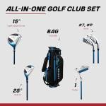 Aspire X-Lite Super Performance Junior Golf Club Set - Right-Handed Kids Golf Set with Driver, Hybrid, 7 Iron, Putter, Stand Bag & Headcovers - Blue Ages 6-8